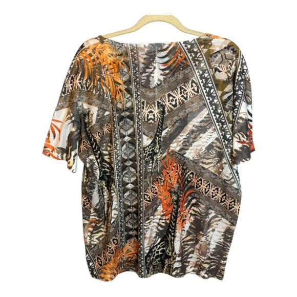 Chico's Blouse Women's Size Large Tshirt Giraffe Embellished Gems Chicos 2 - Picture 3 of 4